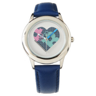 Cute Heart Notebook StainlessSteel Blue PinkMODERN Watch