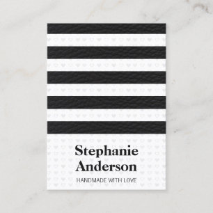 Cute Heart Pattern Leather Stripes Business Card