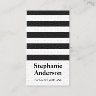 Cute Heart Pattern Leather Stripes Business Card