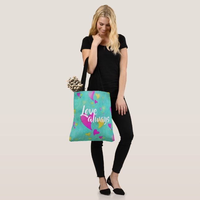 Cute Heart Pattern Love Always Your Name Valentine Tote Bag (On Model)
