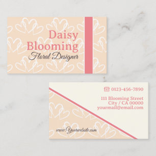 Cute Heart Pattern Pastel Baby Pink Florist Business Card