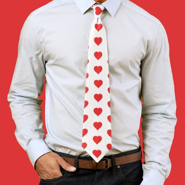 Cute Heart Pattern Valentine's Day For Him Tie (Red heart pattern mens neck tie)
