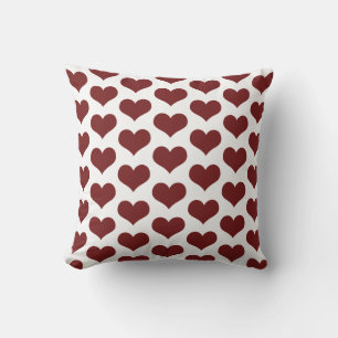 Cute Heart Patterns Valentine's Burgundy Red White Cushion