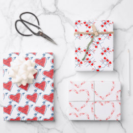 Cute Heart Patterns Valentine's Day Occasion Wrapping Paper Sheet
