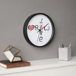 Cute Heart Paw Print Design for Pet Lovers Clock