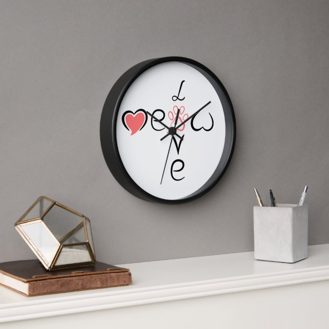 Cute Heart Paw Print Design for Pet Lovers Clock (Office)