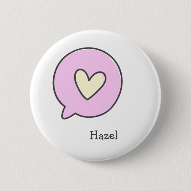 Cute Heart - Personalised Kids Name Button (Front)