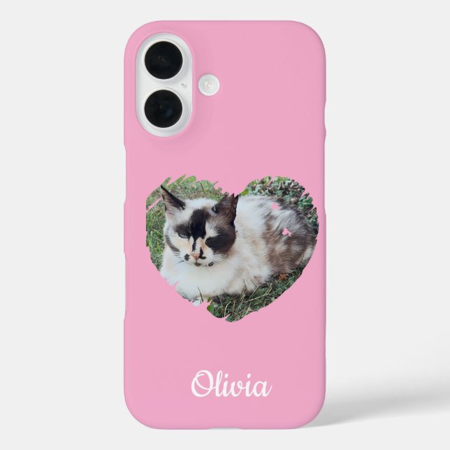 Cute Heart Pet Photo & Paw Prints,Cat Dog,Custom Case-Mate iPhone Case (Back)