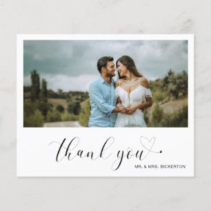 Cute Heart Photo Budget Wedding Thank You Card