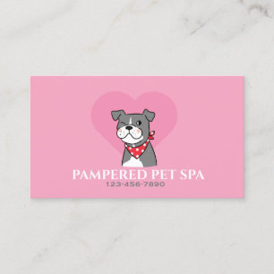 Cute Heart  Pink Pet Groomer Business Card