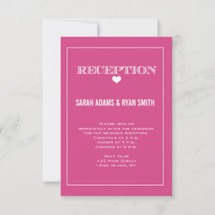 Cute Heart Pink Wedding Reception Invitation