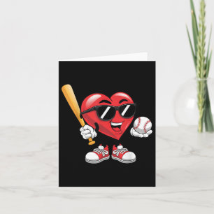 Cute Heart Playing Baseball Valentines Day Boys Gi Card