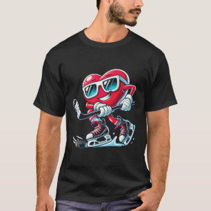 Cute Heart Playing Ice Hockey Valentine's Day Men  T-Shirt