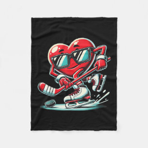 Cute Heart Playing Ice Hockey Valentines Day Men W Fleece Blanket