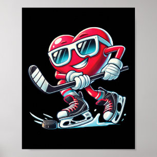 Cute Heart Playing Ice Hockey Valentines Day Men W Poster