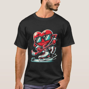 Cute Heart Playing Ice Hockey Valentines Day Men W T-Shirt