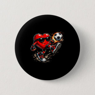 Cute Heart Playing Soccer Valentines Day Soccer Bo 6 Cm Round Badge