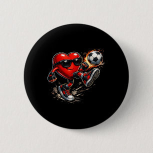 Cute Heart Playing Soccer Valentines Day Soccer Bo 6 Cm Round Badge