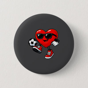 Cute Heart Playing Soccer Valentines Day Soccer Bo 6 Cm Round Badge