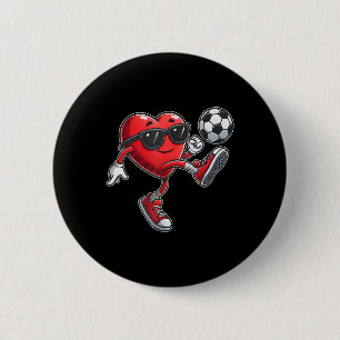 Cute Heart Playing Soccer Valentines Day Soccer Bo 6 Cm Round Badge