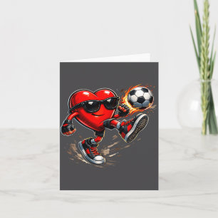 Cute Heart Playing Soccer Valentines Day Soccer Bo Card