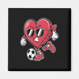 Cute Heart Playing Soccer Valentines Day Soccer Bo Magnet