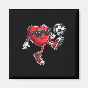 Cute Heart Playing Soccer Valentines Day Soccer Bo Magnet