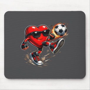 Cute Heart Playing Soccer Valentines Day Soccer Bo Mouse Pad