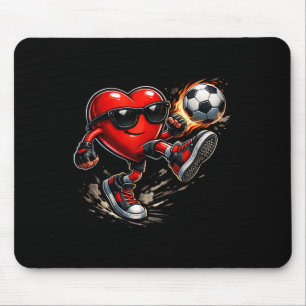 Cute Heart Playing Soccer Valentines Day Soccer Bo Mouse Pad