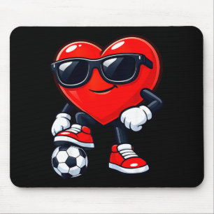 Cute Heart Playing Soccer Valentines Day Soccer Bo Mouse Pad