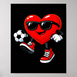 Cute Heart Playing Soccer Valentines Day Soccer Bo Poster