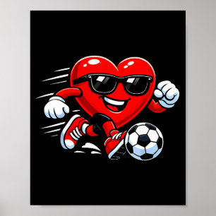 Cute Heart Playing Soccer Valentines Day Soccer Bo Poster