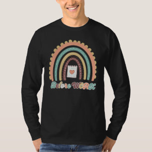 Cute Heart Rainbow Before Work Administrative Assi T-Shirt