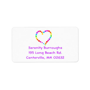 Cute Heart Rainbow Purple Love Hearts Wedding  Label