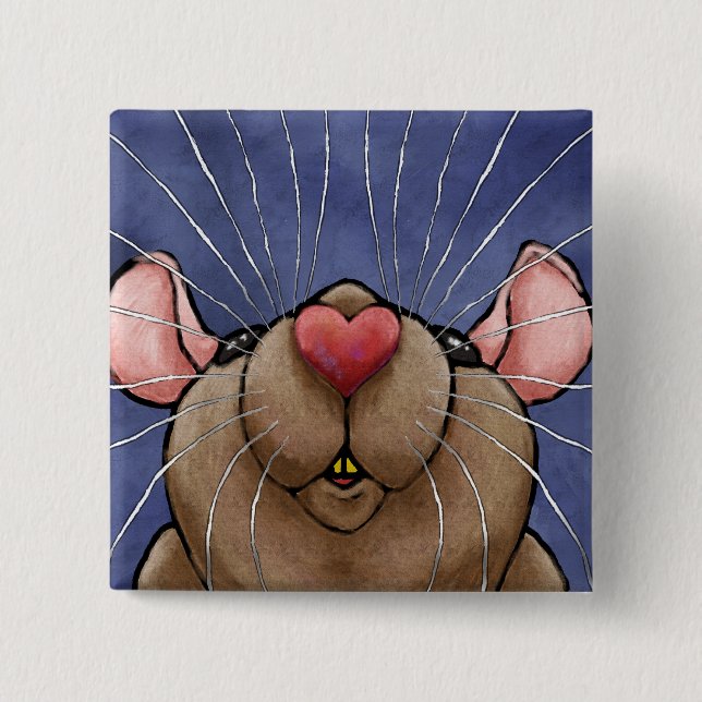 Cute Heart Rat Button (Front)