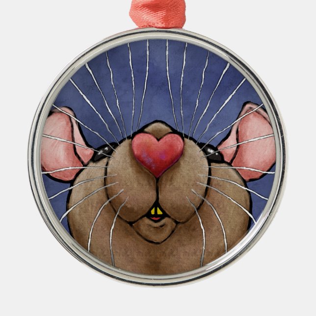 Cute Heart Rat Ornament (Front)