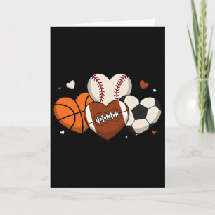 Cute Heart Sell Sketll Footll Soccer Fan Valentine Card