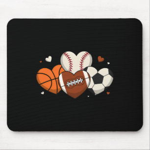 Cute Heart Sell Sketll Footll Soccer Fan Valentine Mouse Pad