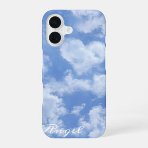 Cute Heart Shaped Cloud In Blue Sky Cheerful Happy iPhone 16 Case