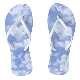Cute Heart Shaped Cloud In Blue Sky Cheerful Happy Jandals