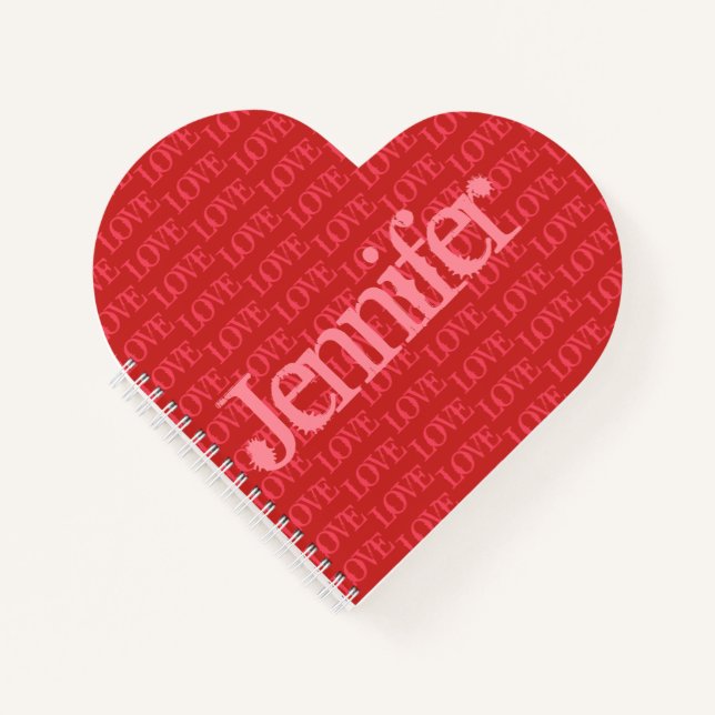Cute Heart Shaped Love Personalised Notebook (Front)