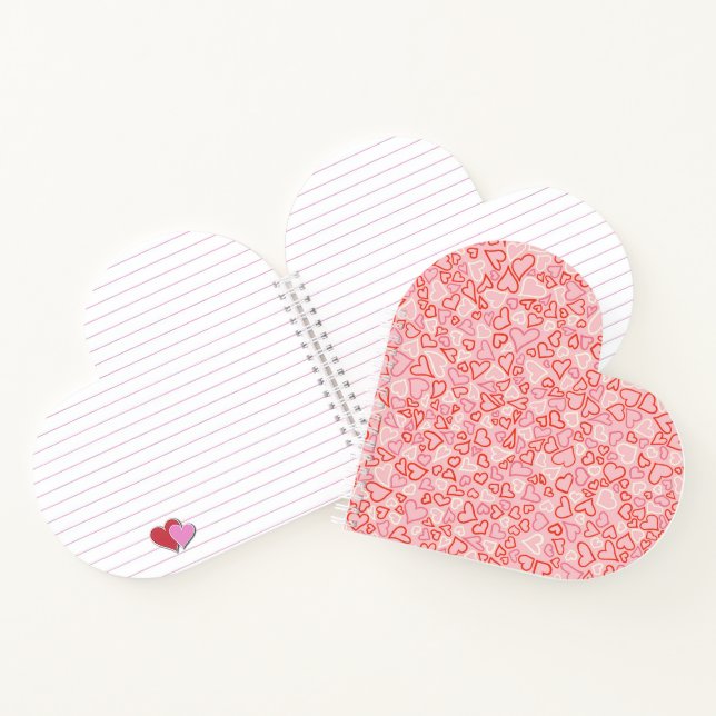 Cute heart shaped notebook with heart doodle cover (Inside)