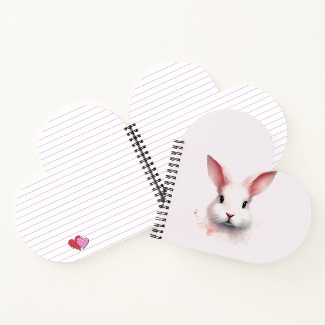 Cute Heart-Shaped Pastel Pink Bunny Notebook  (Inside)