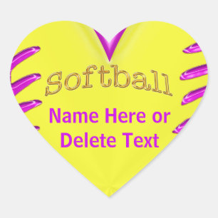 Cute Heart Shaped Personalised Softball Stickers