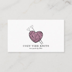 Cute Heart Shaped Yarn Handmade Knit Goods Business Card