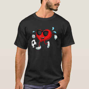 Cute Heart Soccer Ball Happy Valentines Sport Boys T-Shirt