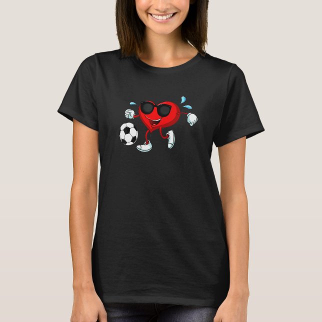 Cute Heart Soccer Ball Happy Valentines Sport Boys T-Shirt (Front)