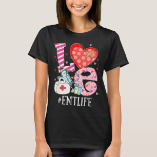Cute Heart Stethoscope Emt Life Nurse Lover Valent T-Shirt