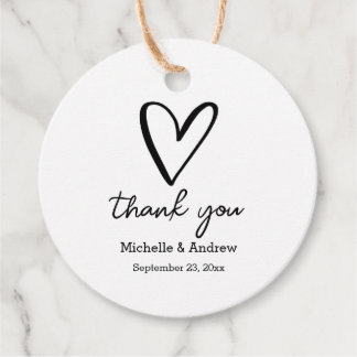 Cute Heart Thank You Script | Minimal Wedding Favour Tags