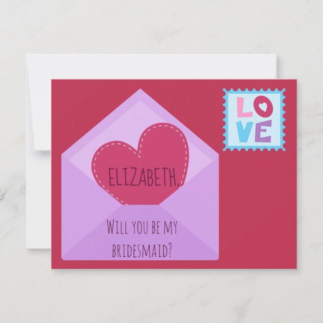 Cute Heart Theme Bridesmaid Proposal Invitation (Front)